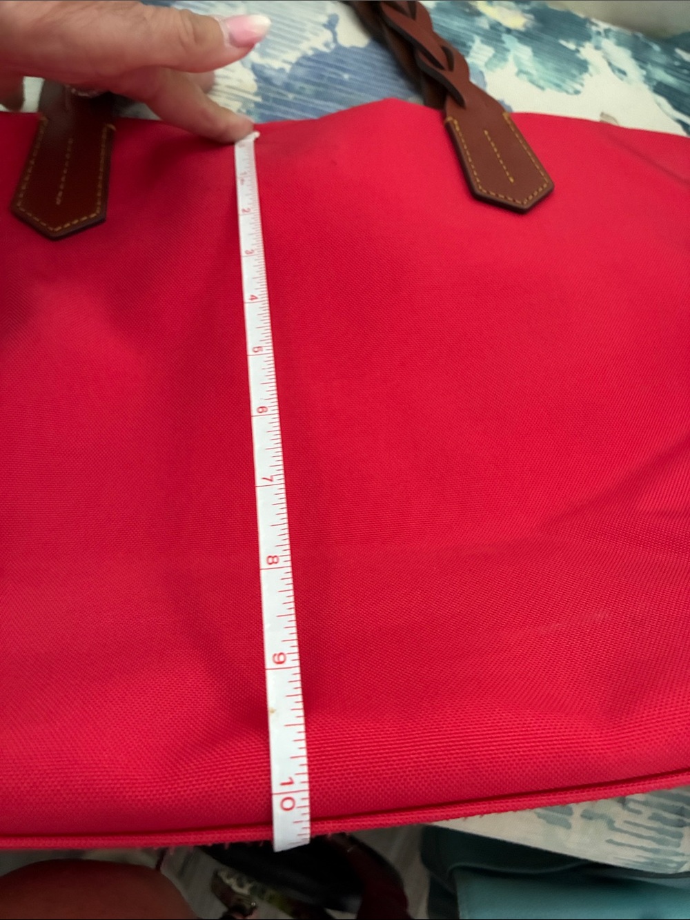 Dooney & Bourke Red Canvas Tote with Braided Brown Leather Straps - Picture 12 of 12